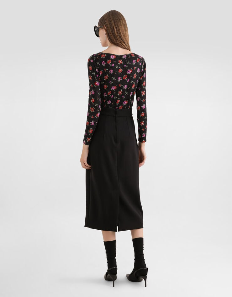 Dolce & Gabbana Stretch wool pencil skirt Black F4DCNTFUBCE