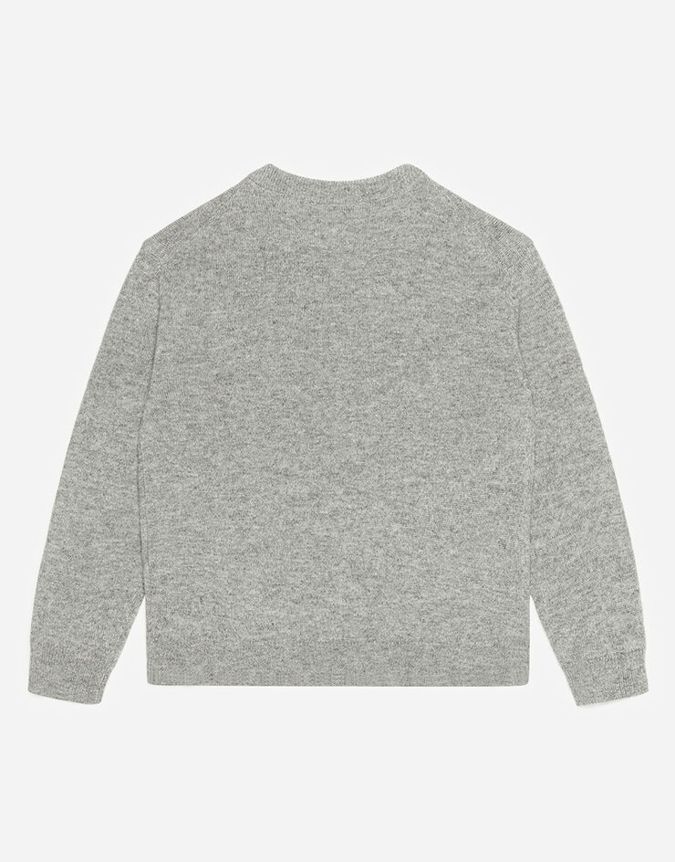 Dolce & Gabbana Cashmere pullover with DG logo Grey L4KW22JAW00