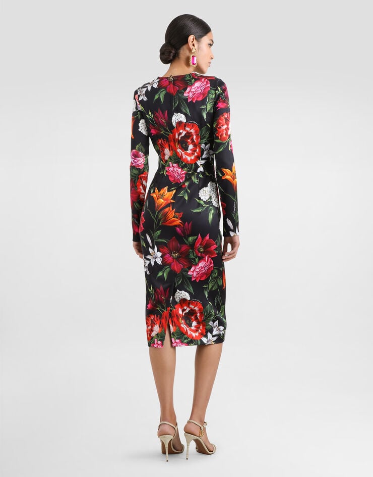 Dolce & Gabbana Robe en satin à imprimé fleurs Imprimé F6GAVTFSIB2