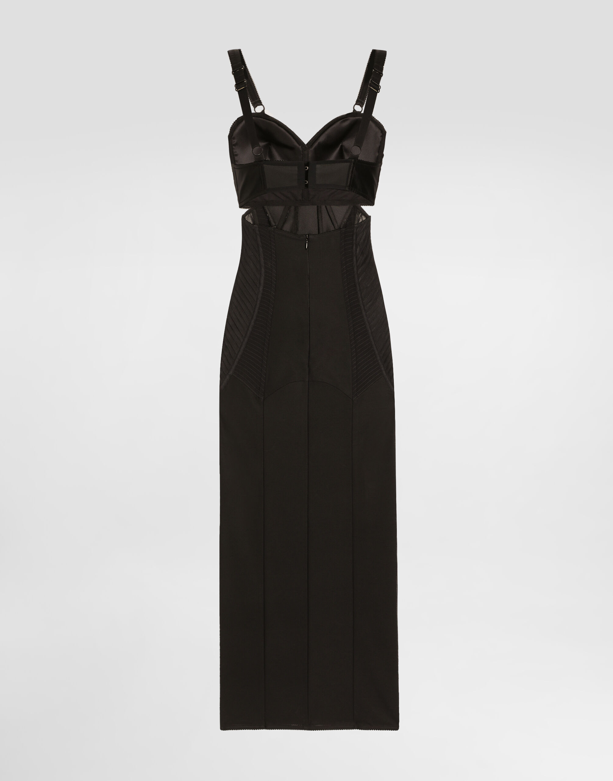 Blackのウィメンズ Calf-length satin and lace dress with