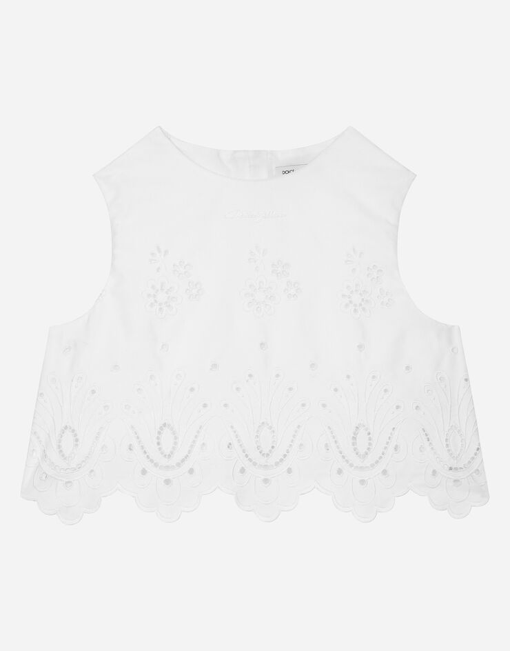 Dolce & Gabbana ポプリン＆カットワーク トップ White L51N69FG5BL
