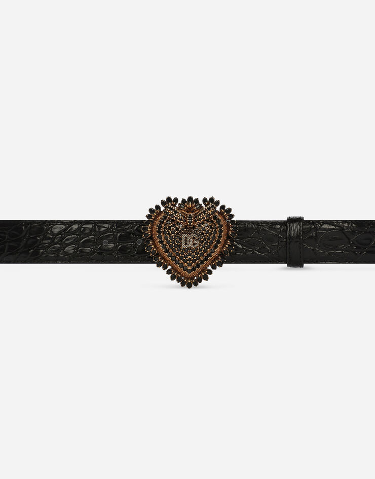 Dolce & Gabbana “Fianchi cocco” crocodile skin Devotion belt Black BE1506A2X94