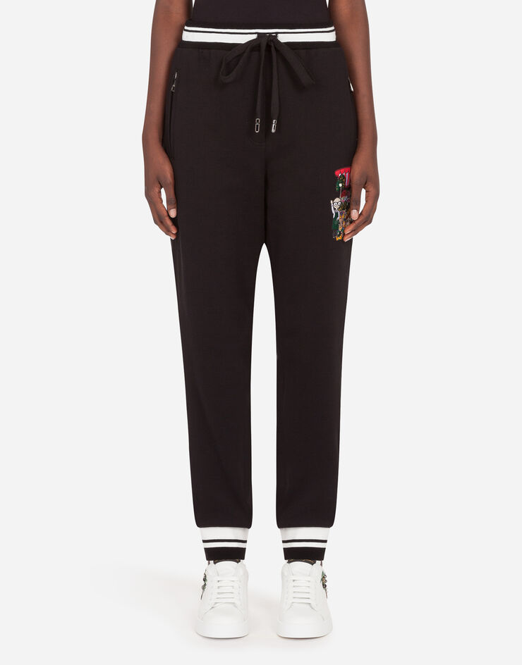 Dolce & Gabbana DG Family jersey jogging pants BLACK FTBR6ZFU7DU