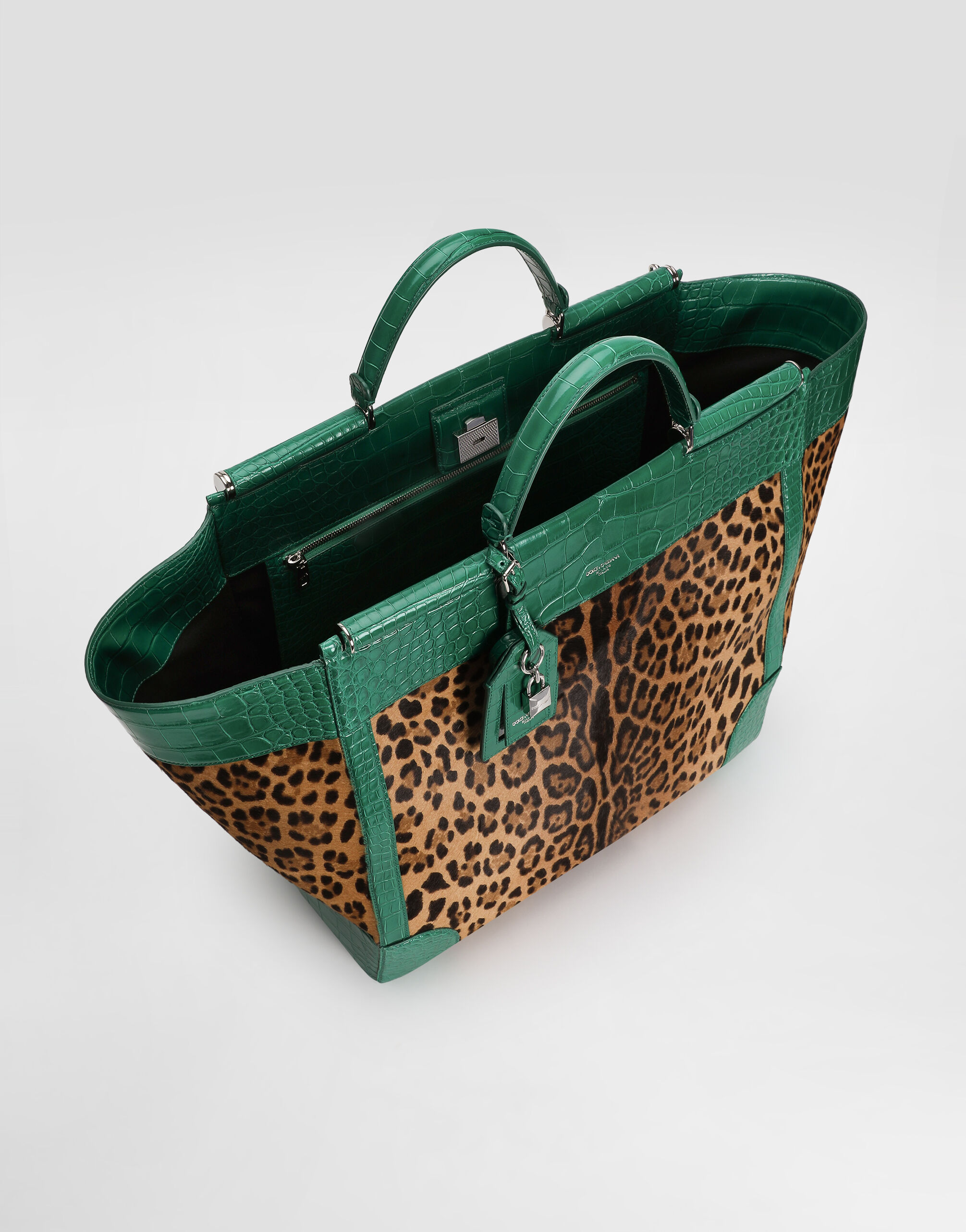 Sicily handbag in polished alligator and leo pony in Print for Men