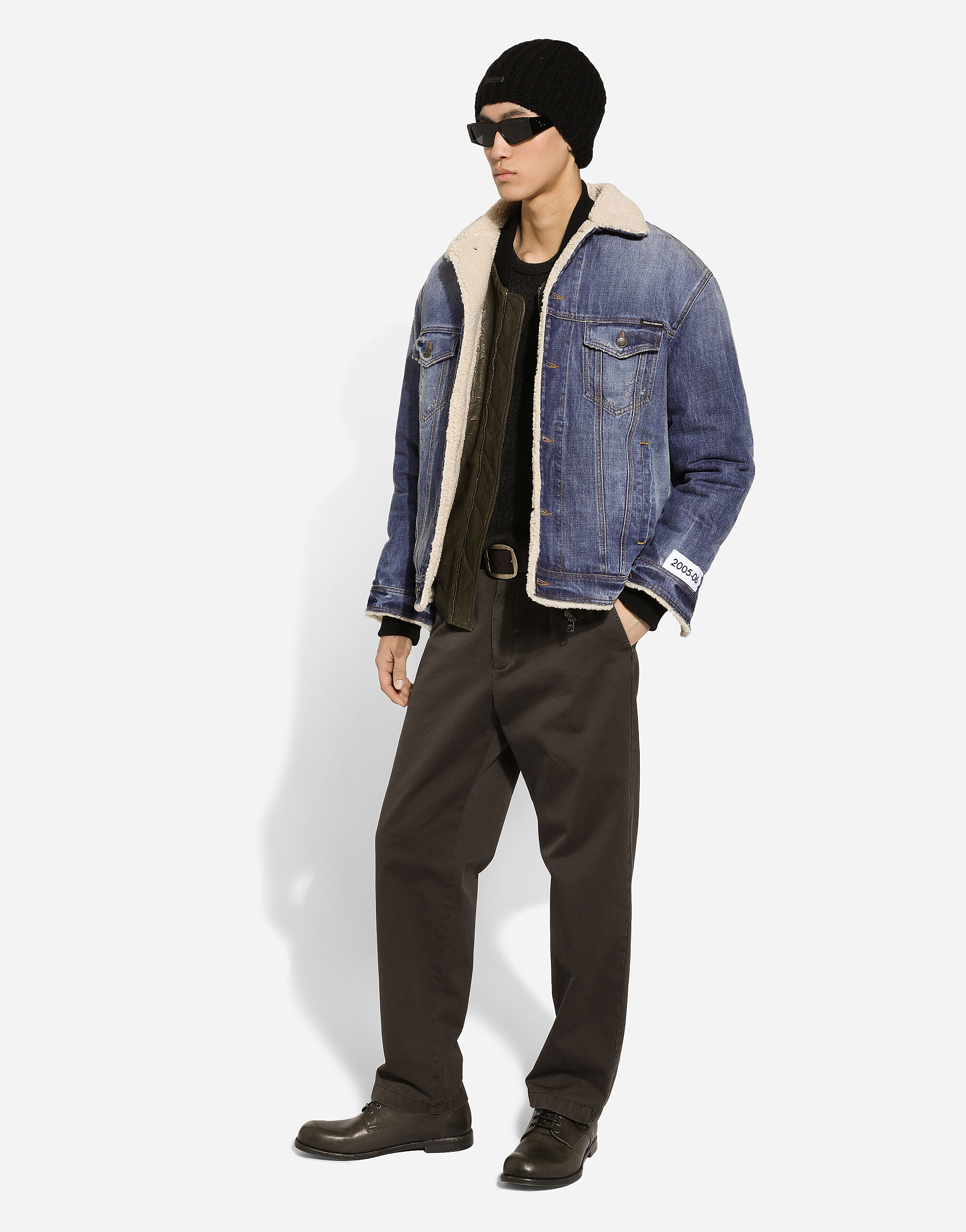 Giubbotto in denim e montone in Multicolore da Uomo Dolce Gabbana