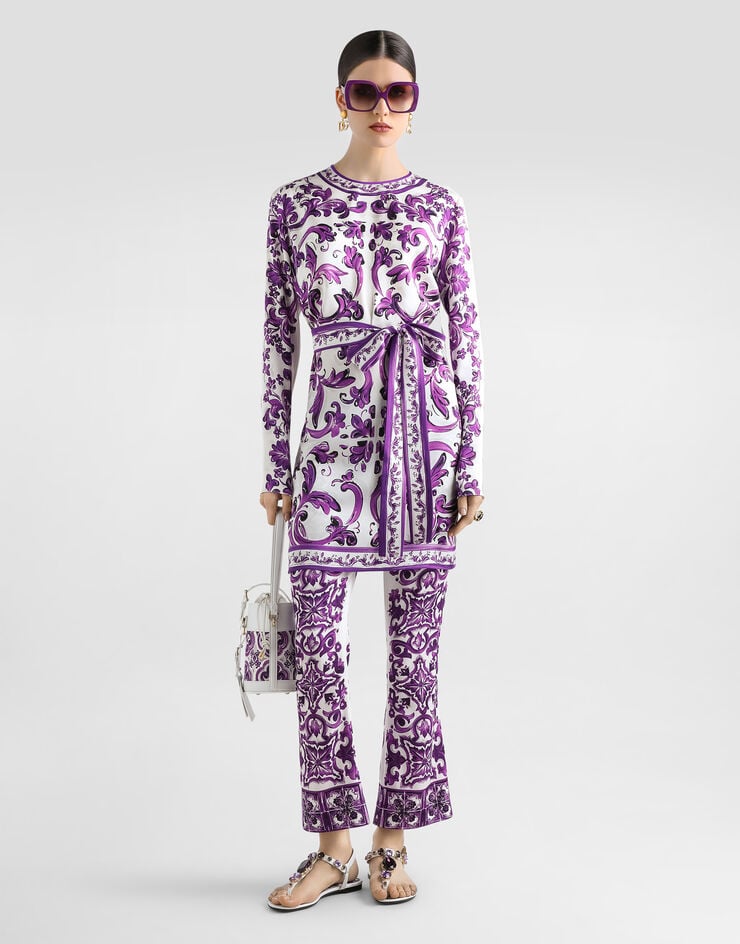 Dolce & Gabbana Majolica print silk trousers Multicolor FTAG7THPABP