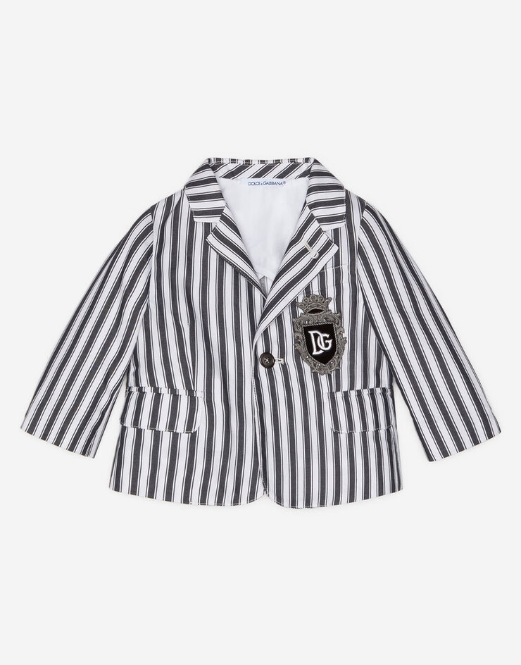 Dolce & Gabbana Single-breasted poplin suit with striped print GRIGIO L11U73G7VYH