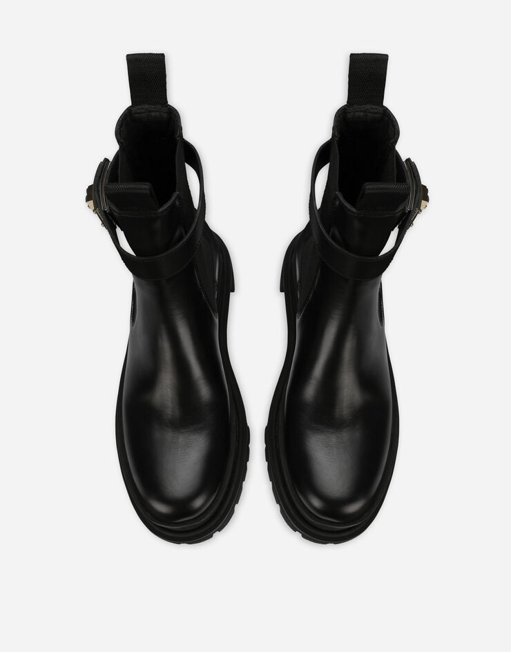 Dolce & Gabbana 徽标袢带小牛皮短靴 黑 CK2075AY991