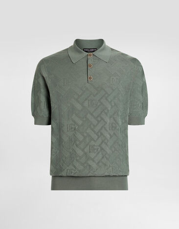 Dolce & Gabbana Micro-dot stitch silk polo shirt Grey GXZ02TJBSOC
