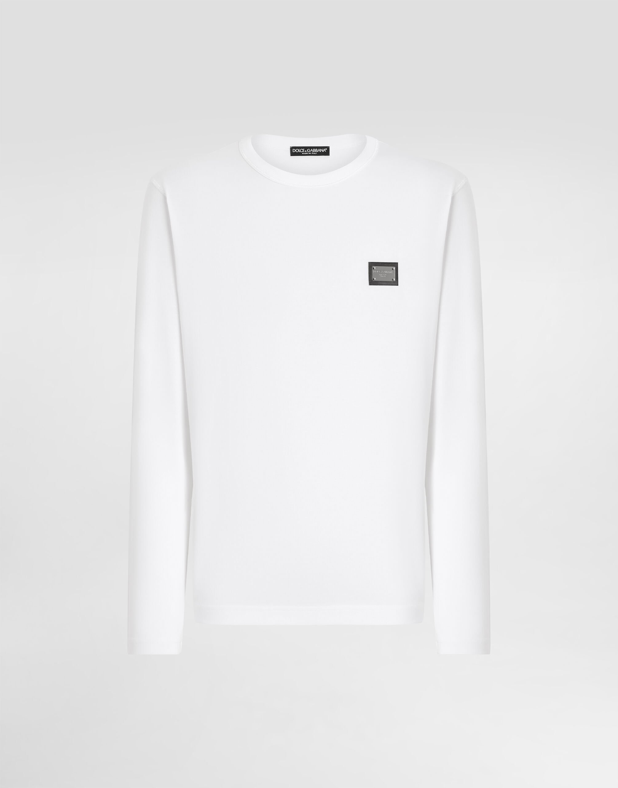 Long-sleeved T-shirt with logo tag in White for Men