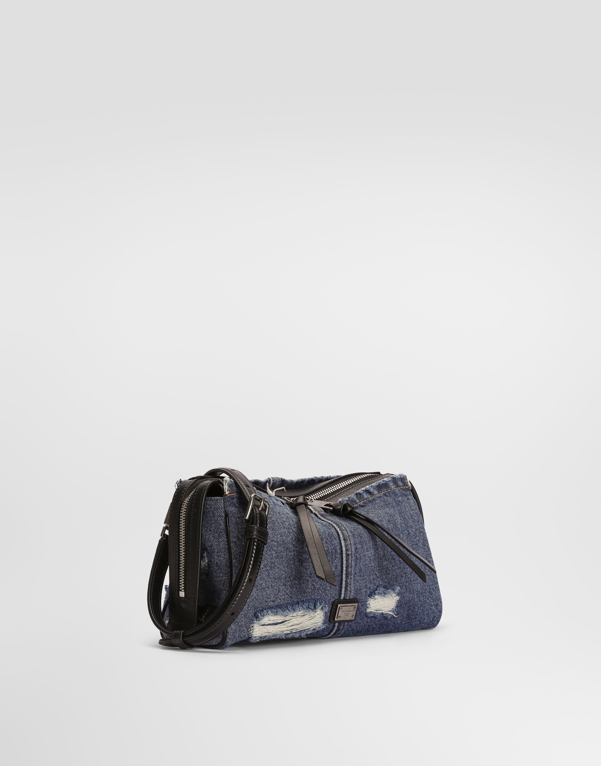 Vittoria denim patchwork shoulder bag in Blue for Men