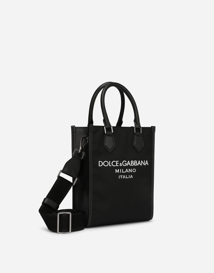 Dolce & Gabbana Sac petit format en nylon à logo gommé Noir BM2123AG182