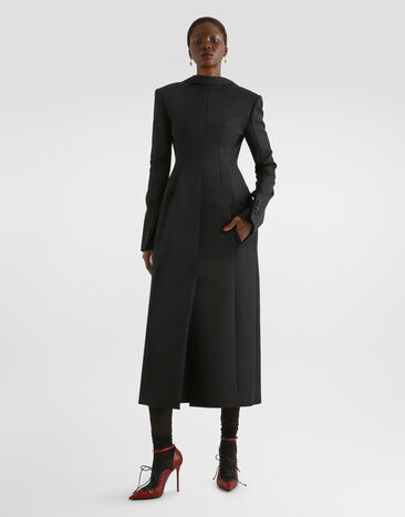 Dolce & Gabbana Wool grain poudré coat Black F0X0ITFU2J4