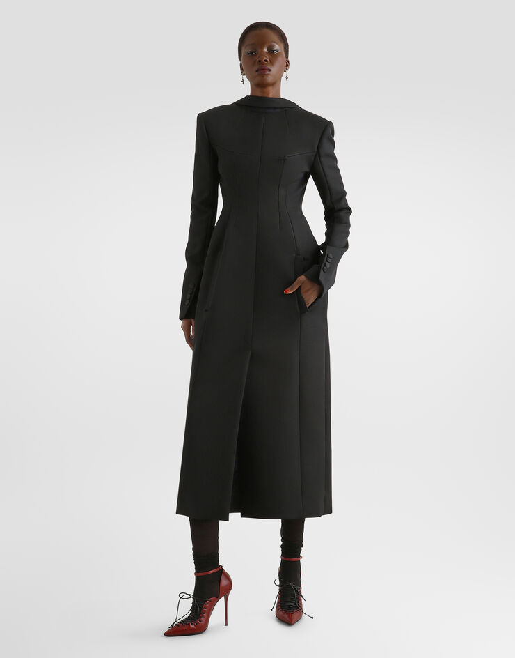 Dolce & Gabbana Wool grain poudré coat Black F0X0ITFU2J4