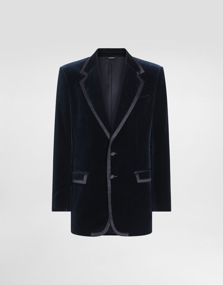 Dolce & Gabbana Sicilia single-breasted Tuxedo jacket in velvet Blue G2VP0TGK446
