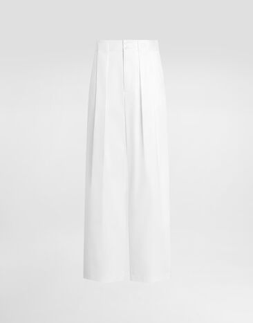 Dolce & Gabbana Pantalones en gabardina de algodón elástico White GP22AZFUFNV
