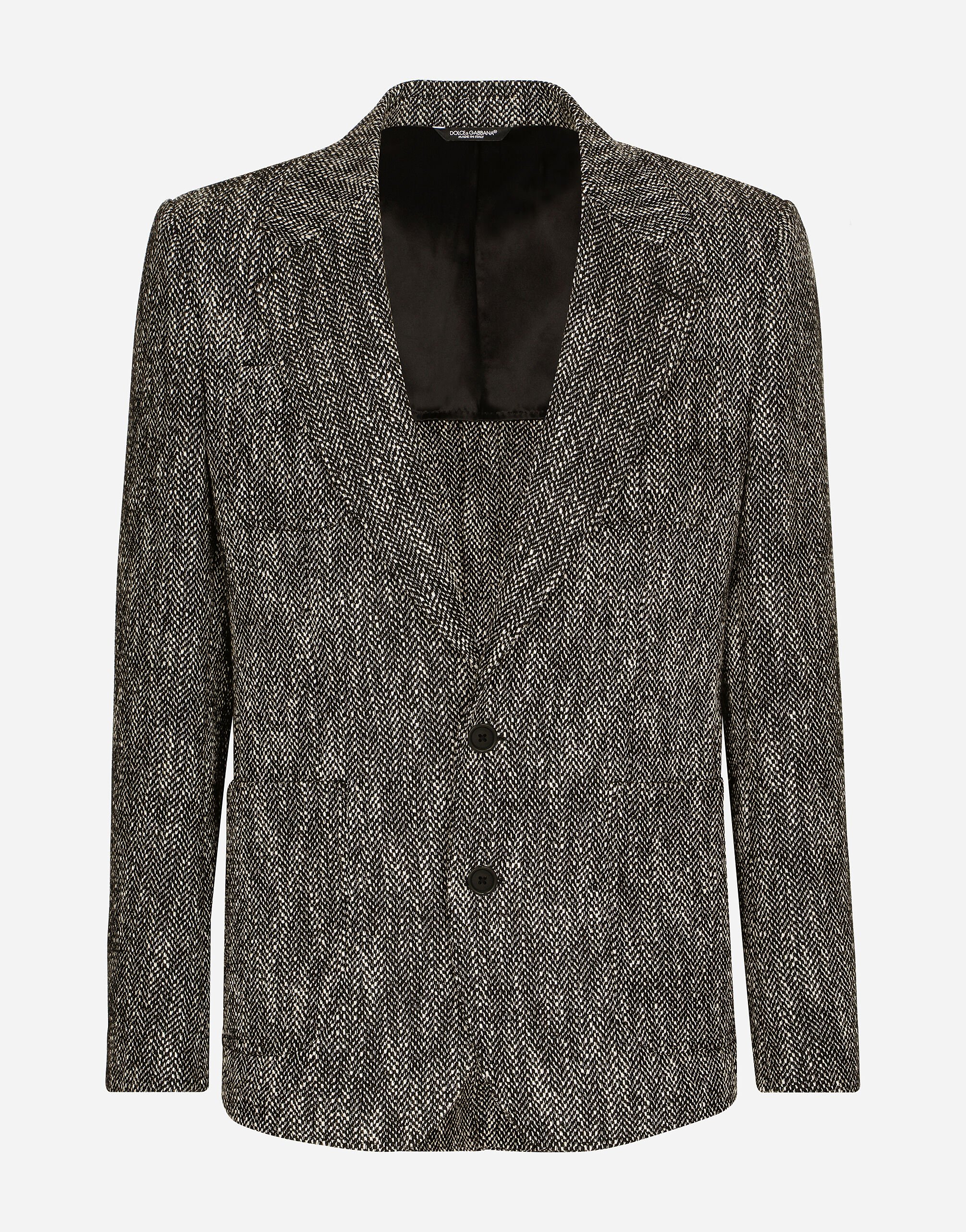 Dolce & Gabbana Single-breasted herringbone cotton and wool tweed jacket Multicolor G2SO5TFCMC8