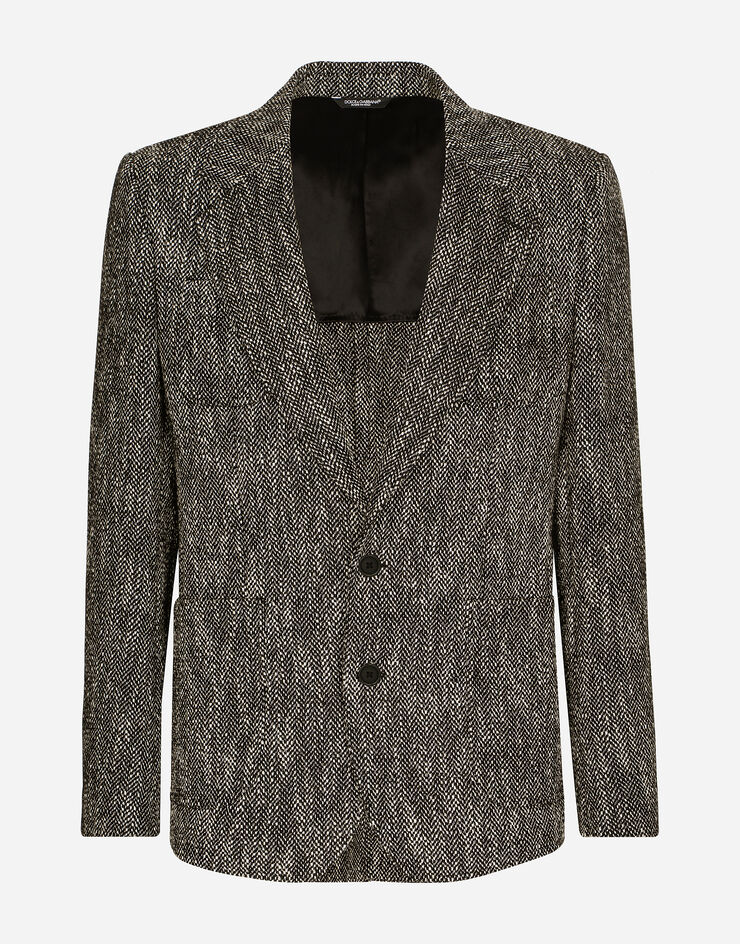 Dolce&Gabbana Single-breasted herringbone cotton and wool tweed jacket Multicolor G2SO5TFCMC8