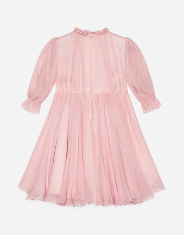 Dolce&Gabbana Vestido de chifón con flores bordadas Rosa L59D75FU1AT