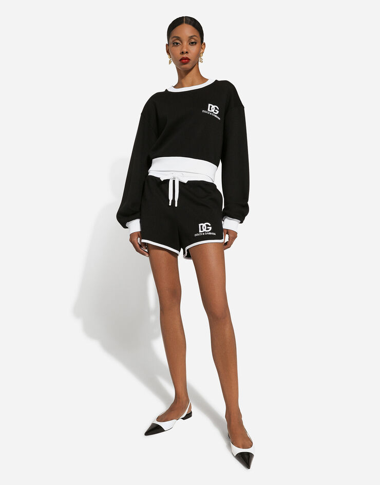 Dolce & Gabbana Sweat-shirt en jersey avec logo DG brodé Noir F9R51ZGDB6G