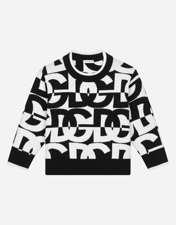 Dolce & Gabbana Round-neck sweater with jacquard DG logo Multicolor L4KWC5JBVT5