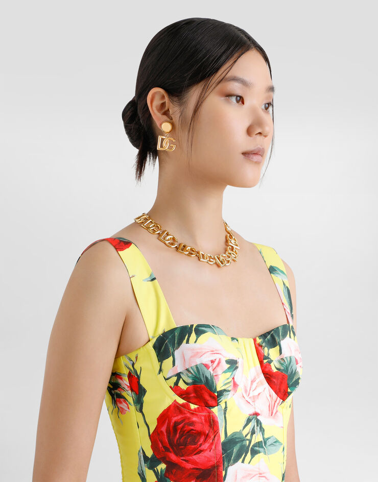 Dolce & Gabbana Short cotton sundress with gardenia print Print F6ZT1THS5TF