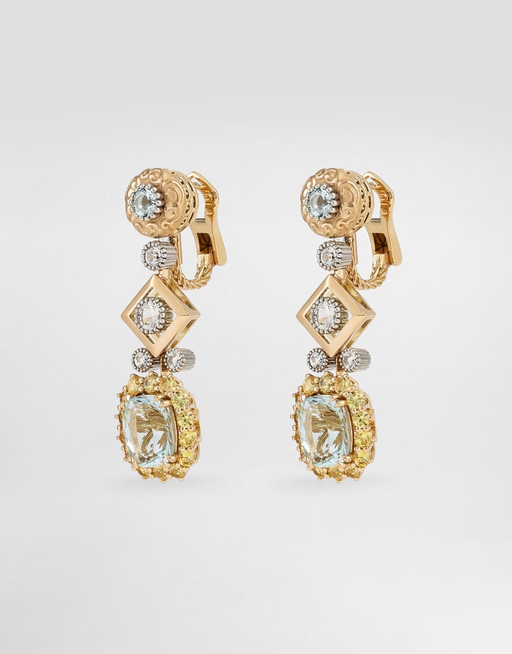 Dolce & Gabbana Eleganza Earrings 18-carat white and yellow gold, aquamarines and sapphires  WESA8GWAQM1