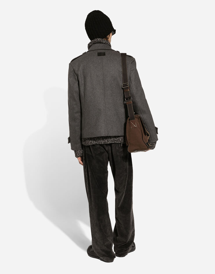 Dolce & Gabbana Chaquetón de botonadura doble en mezcla de cachemira Gris G046WTHUMUB
