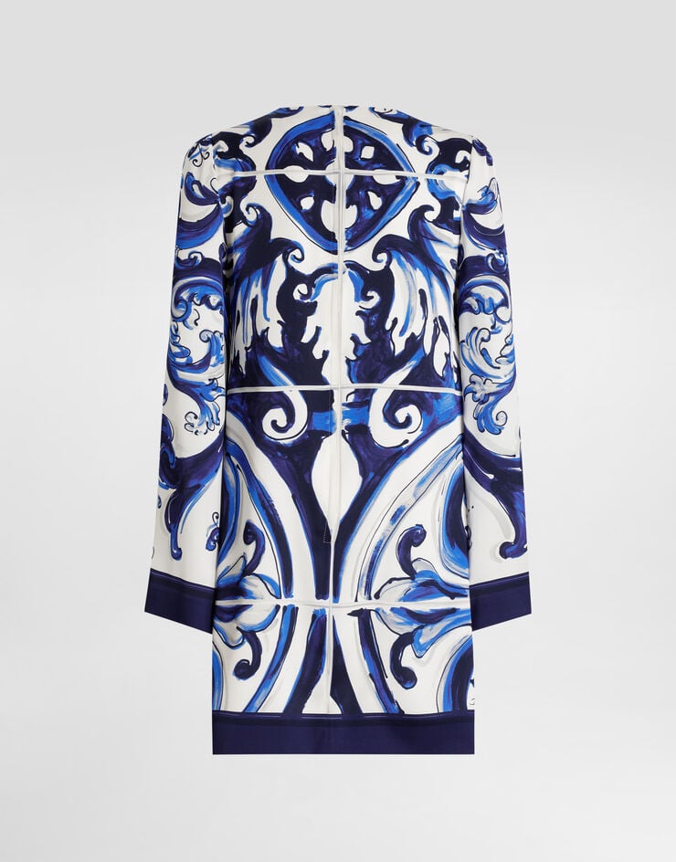 Dolce & Gabbana Kleid aus Charmeuse mit Majolika-Print Drucken I6KH4WFHAA2