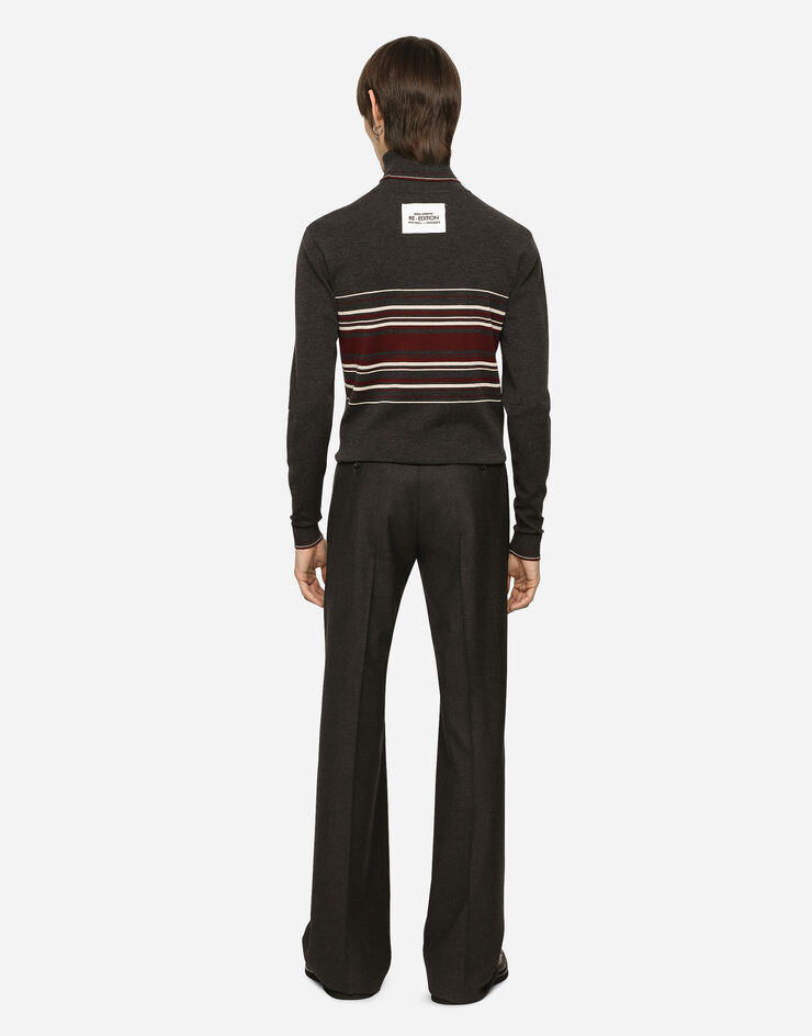 Dolce & Gabbana Wool turtle-neck sweater with contrasting stripes Multicolor GXQ81TJCVG3