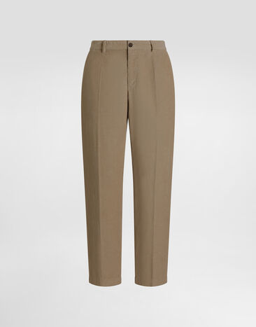 Dolce & Gabbana Garment-dyed velvet trousers Beige GP03JTG8NN7