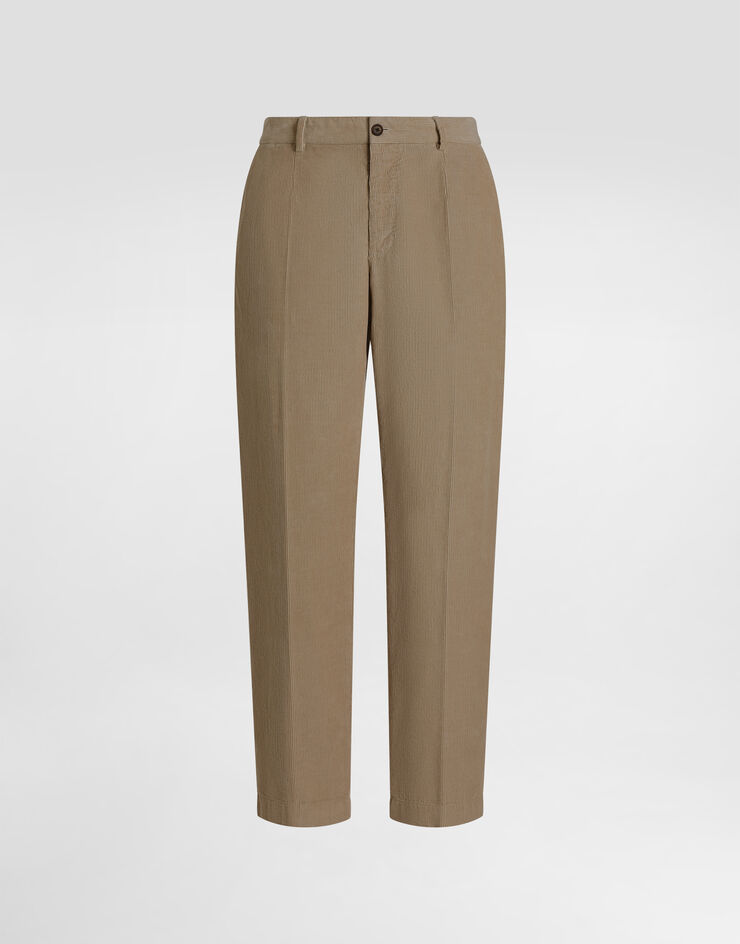 Dolce & Gabbana Garment-dyed velvet trousers Beige GP03JTG8NN7