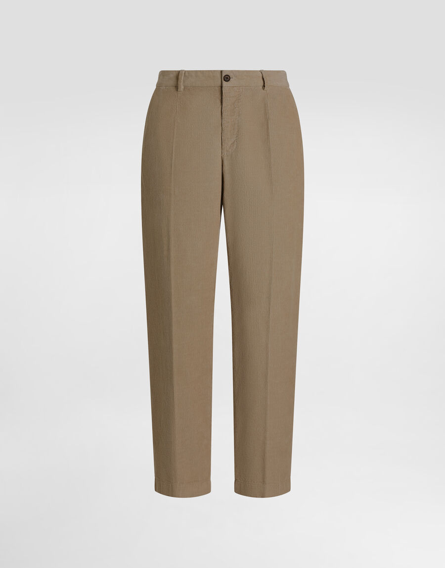 Garment-dyed velvet trousers