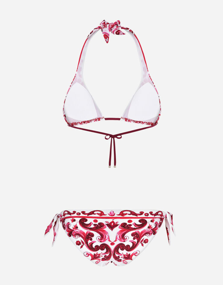 Dolce & Gabbana Majolica print padded triangle bikini Multicolor O8A54JONO19