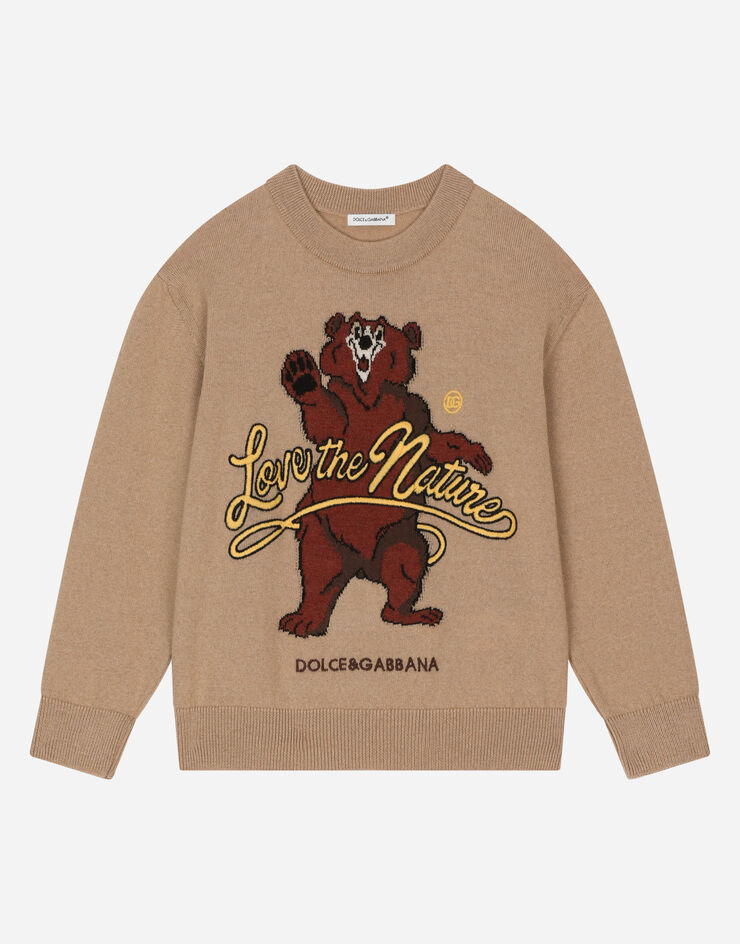 DolceGabbanaSpa Wool jacquard sweater with intarsia and embroidery Multicolor L4KWE2JCVK9