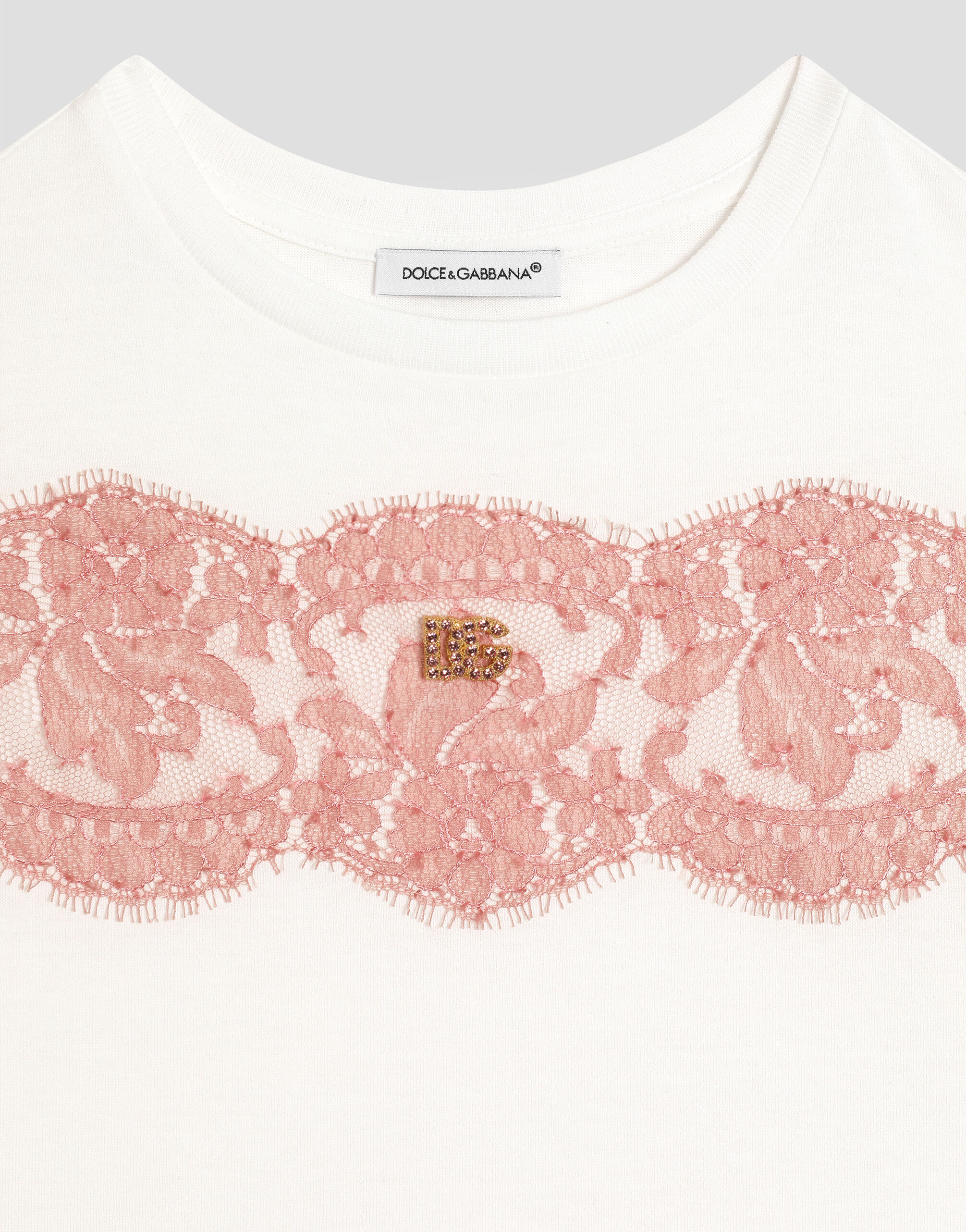 DOLCE&GABBANA 王室御用達フランス最高級レース装飾Tシャツ DOLCE&GABBANA 王室御用達フランス最高級レース装飾Tシャツ