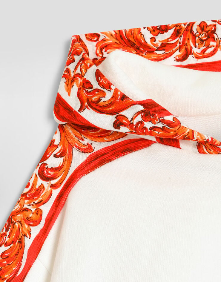 Dolce & Gabbana Majolica-print hoodie White L5JWDCG7P4K