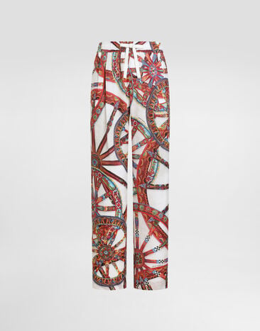 Dolce & Gabbana Carretto-print linen jogging trousers Multicolor GP077TFS4H2