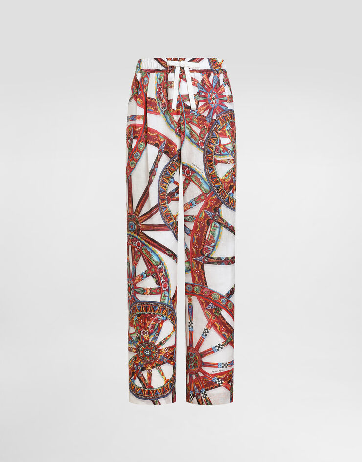 Dolce & Gabbana Carretto-print linen jogging trousers Multicolor GP077TFS4H2