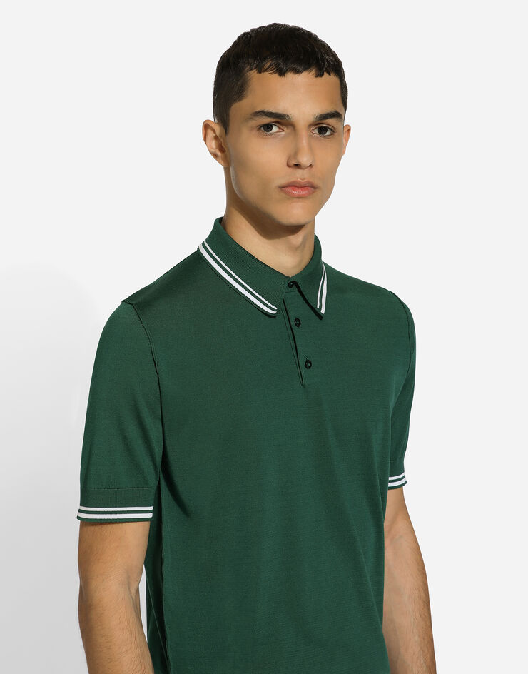 Dolce & Gabbana Poloshirt aus Seide Grün GXZ02TJBSJW