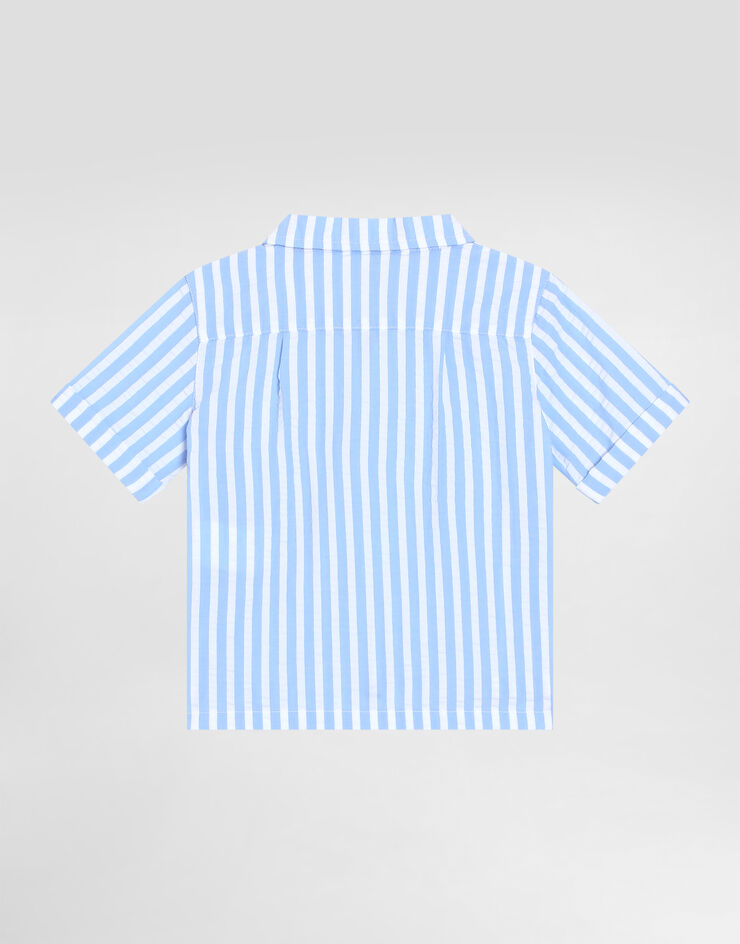 Dolce & Gabbana DG 徽标条纹泡泡纱衬衫 Azure L14S27FR50R