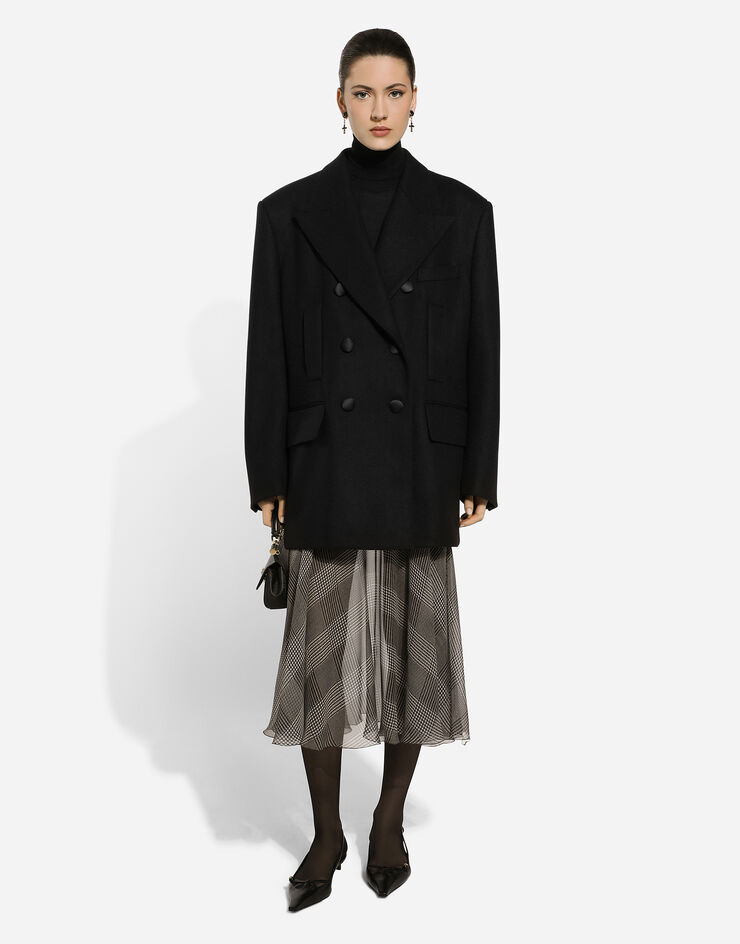 Dolce & Gabbana Zweireihige Oversize-Jacke aus Wolltuch Schwarz F293VTHUMN1