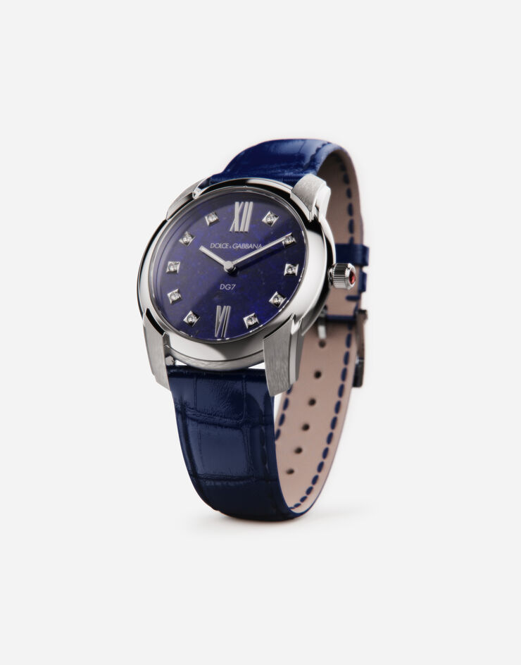 Dolce & Gabbana DG7 watch in steel with lapis lazuli and diamonds Blue WWFE2SXSFLA