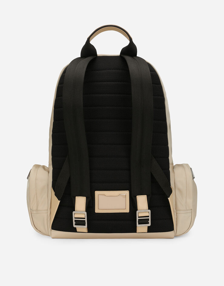 Dolce & Gabbana Nylon backpack with rubberized logo Beige BM2197AG182