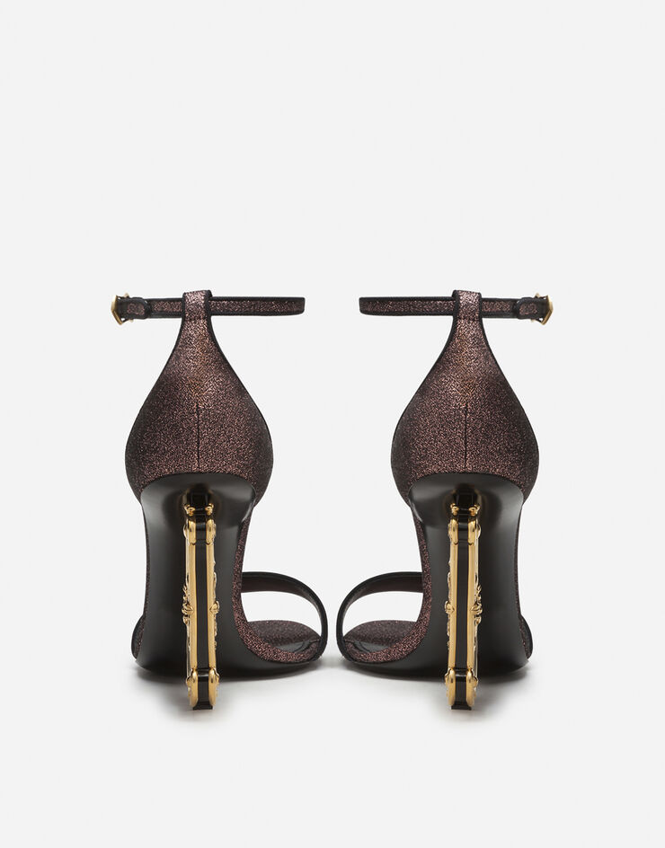 Dolce & Gabbana Jacquard sandals with baroque DG heel ROSA/NERO CR0739AJ676