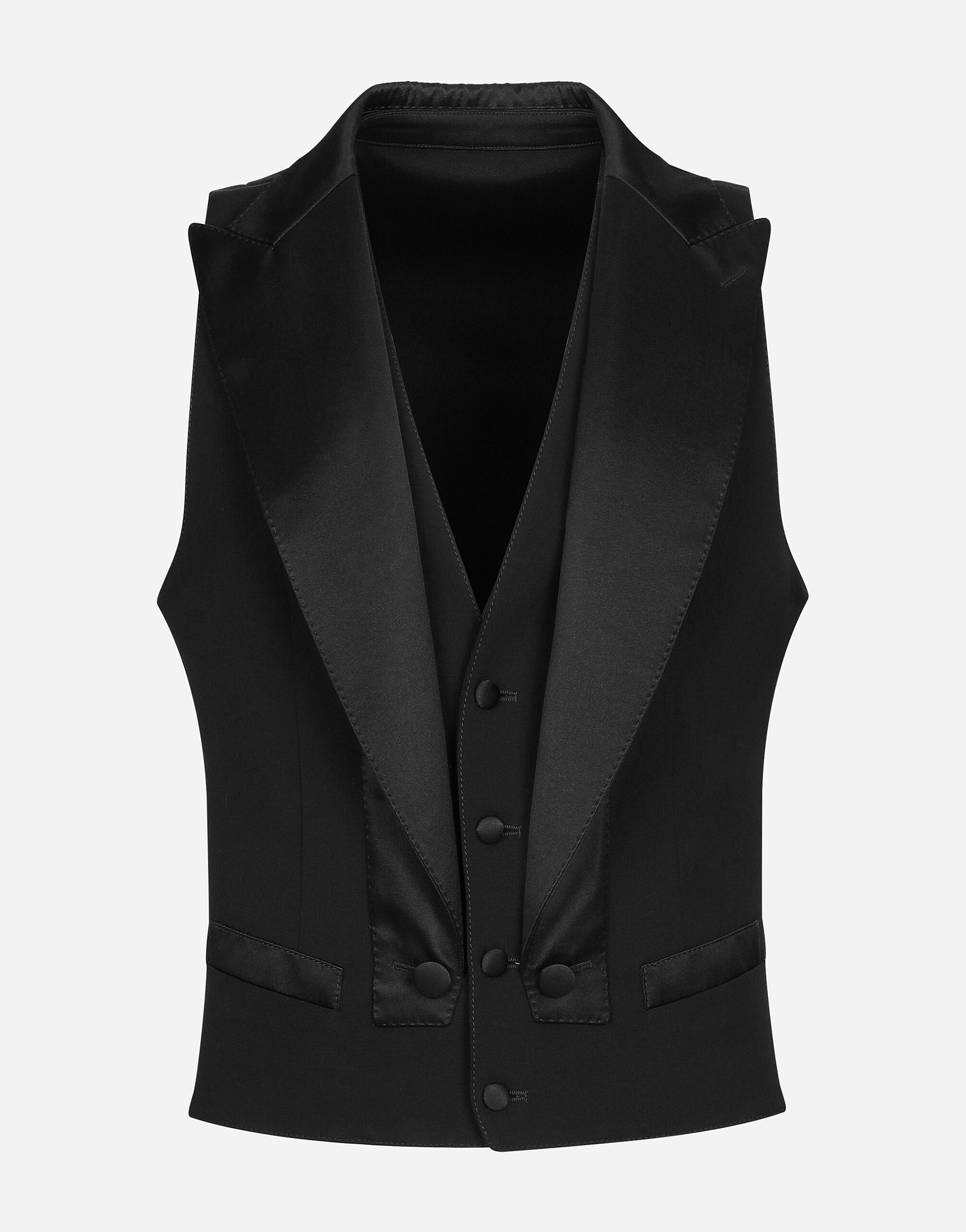 Gilet monopetto in gabardina in Nero da Uomo Dolce Gabbana