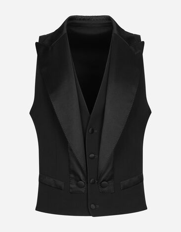 Dolce & Gabbana Single-breasted gabardine vest Black G713DTFU21E