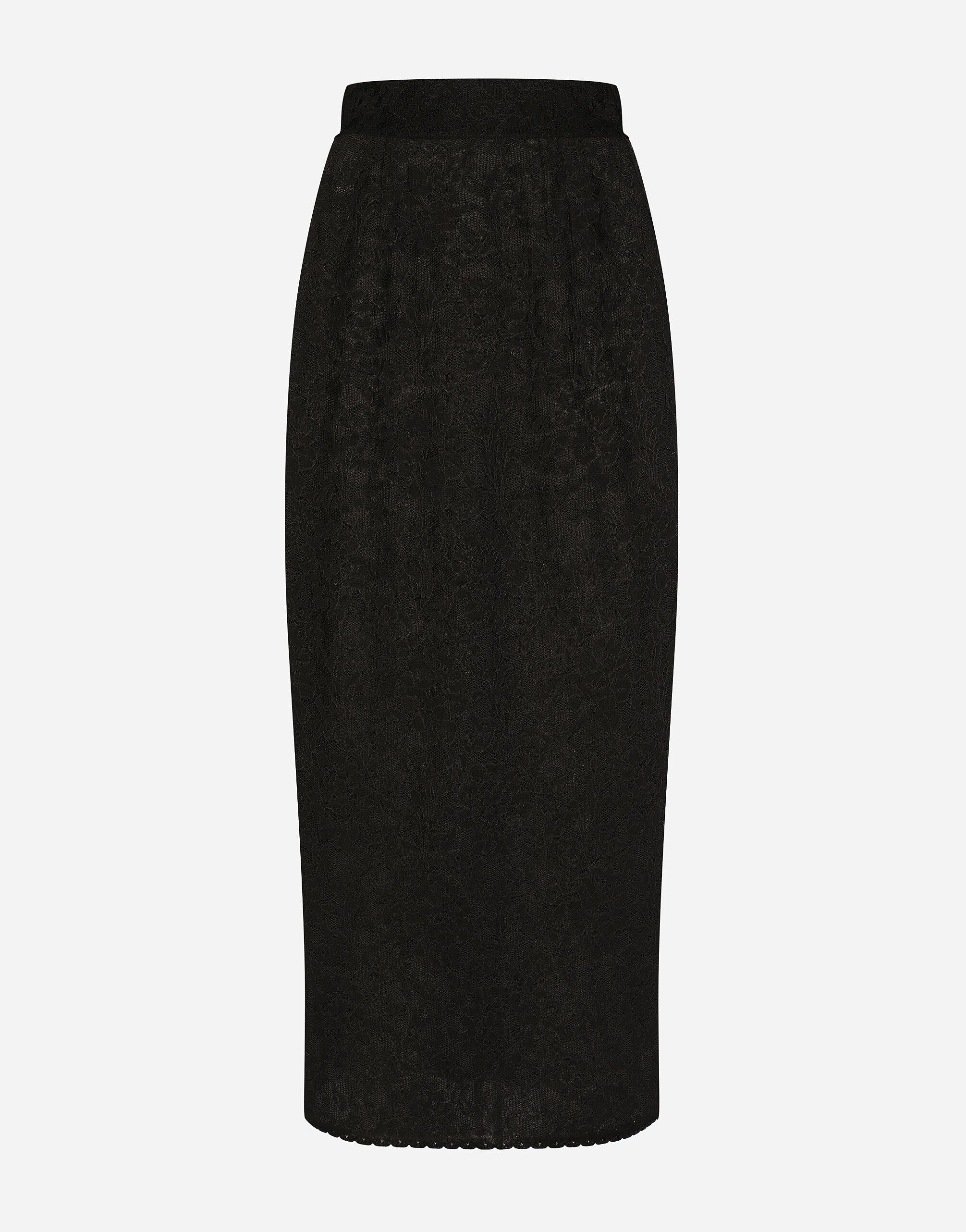 Dolce & Gabbana Lace-stitch calf-length skirt Gold BB7544AY828