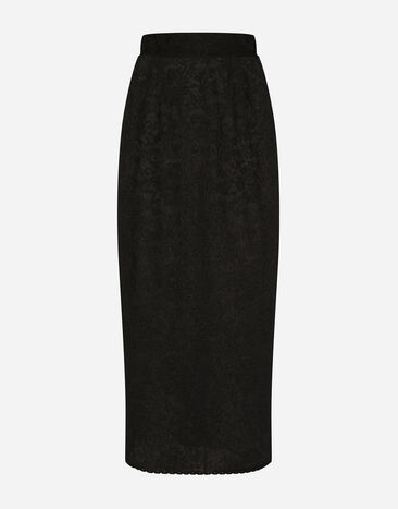 Dolce&Gabbana Lace-stitch calf-length skirt Black FTCTFTFUSOP