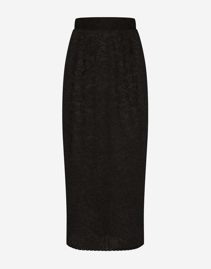 Dolce&Gabbana Lace-stitch calf-length skirt Black FXD20TJBMR6